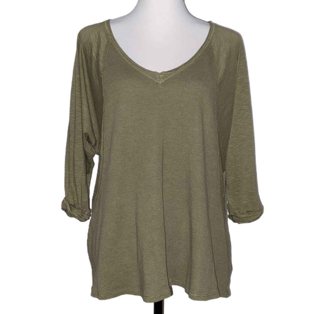 LAMade Kris Thermal Top NEW Olive Slouch Tunic Slub Knit Tee Shirt Small LA Made
